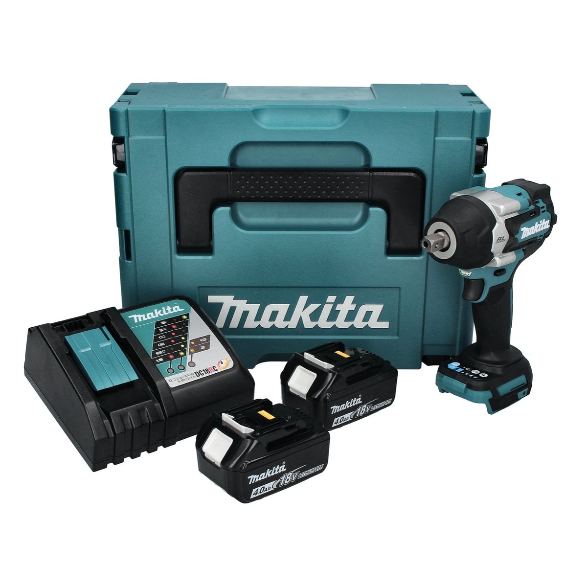 Makita DTW 701 RMJ Akku Schlagschrauber 18 V 700 Nm 1/2" XPT Brushless + 2x Akku 4,0 Ah + Ladegerät + Makpac