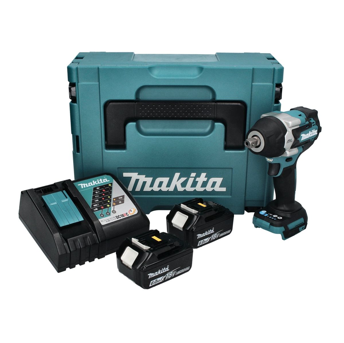 Makita DTW 701 RGJ clé à chocs sans fil 18 V 700 Nm 1/2" XPT Brushless + 2x batterie 6,0 Ah + chargeur + Makpac