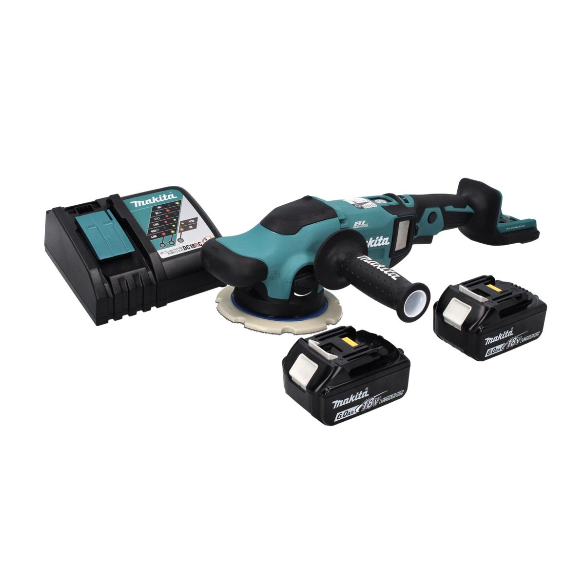 Makita DPO 600 RG polisseuse excentrique sur batterie 18 V 150 mm XPT Brushless + 2x batteries 6,0 Ah + chargeur