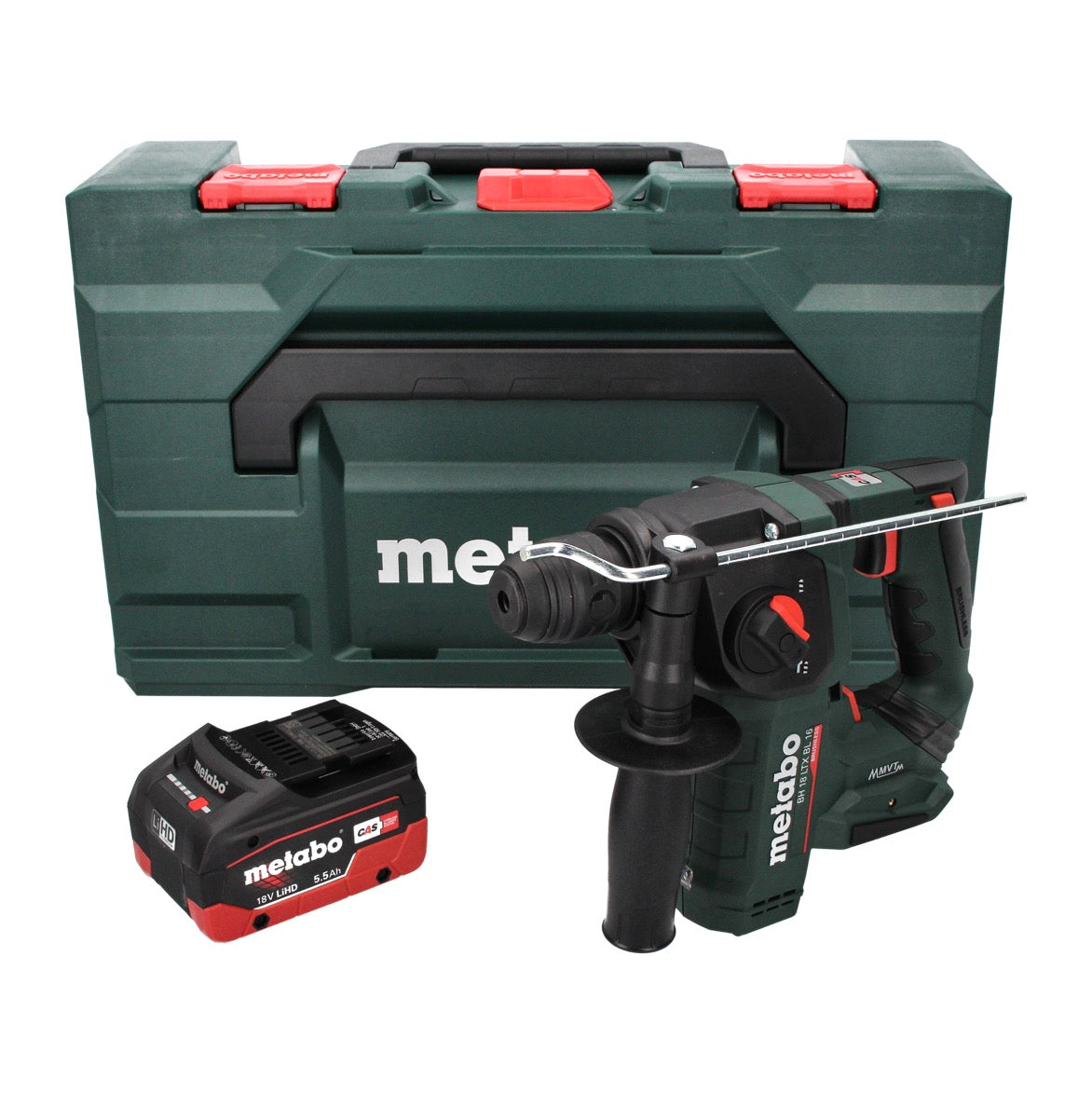 Marteau perforateur sur batterie Metabo BH 18 LTX BL 16 18 V 1,3 J SDS-plus brushless + 1x batterie 5,5 Ah + MetaBOX - sans chargeur