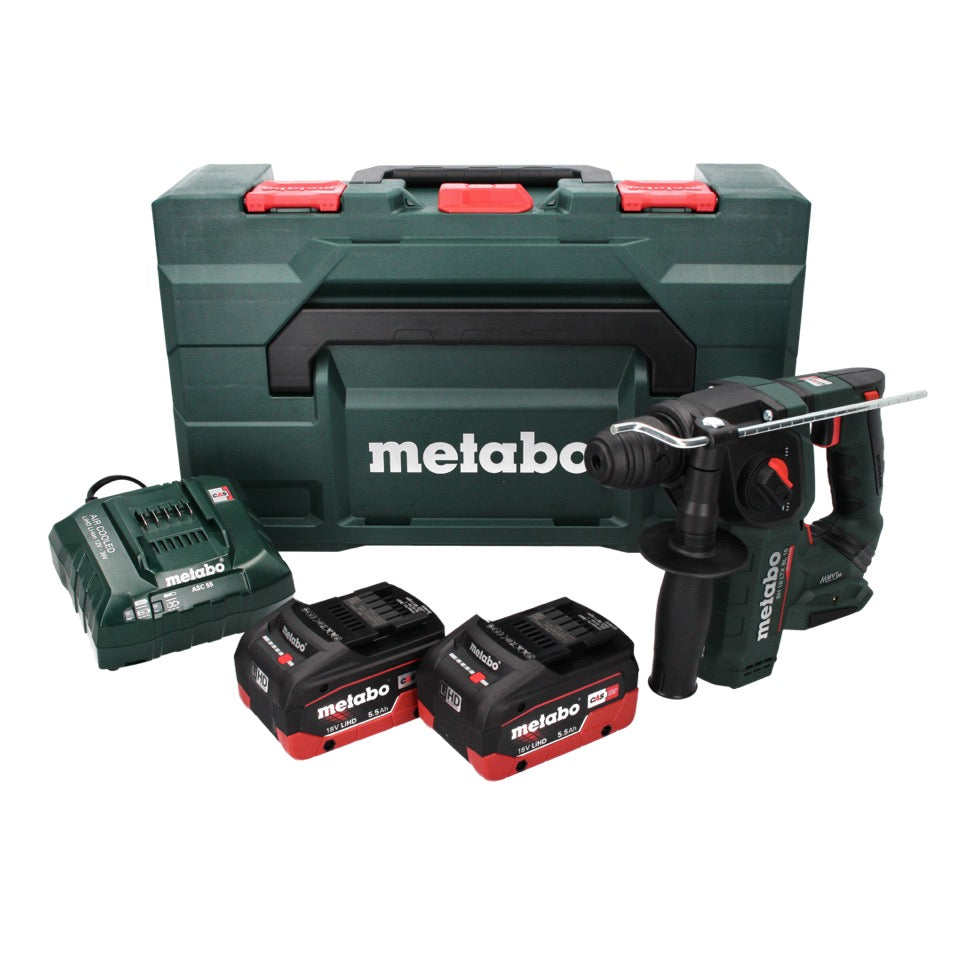 Metabo BH 18 LTX BL 16 Akku Bohrhammer 18 V 1.3 J SDS-plus Brushless + 2x Akku 5,5 Ah + Ladegerät + MetaBOX