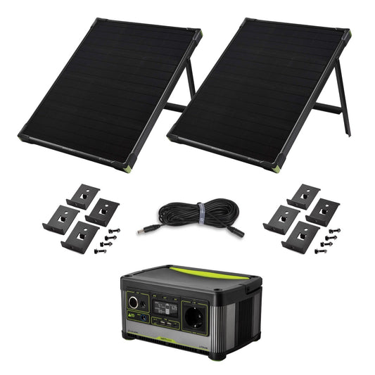 Centrale électrique portable Goal Zero Yeti 500X 5 - 230 V 46,8 Ah + 2x panneau solaire Boulder 50 22 V 50 W 3,5 A + rallonge de 9,1 m + 2x kit de montage Boulder