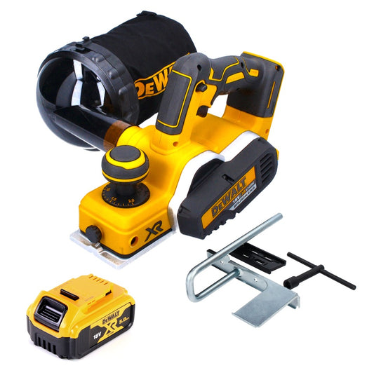 DeWalt DCP 580 N Akku Hobel 18 V 82 mm Brushless + Staubfangsack DWV 9390 + 1x Akku 5,0 Ah - ohne Ladegerät