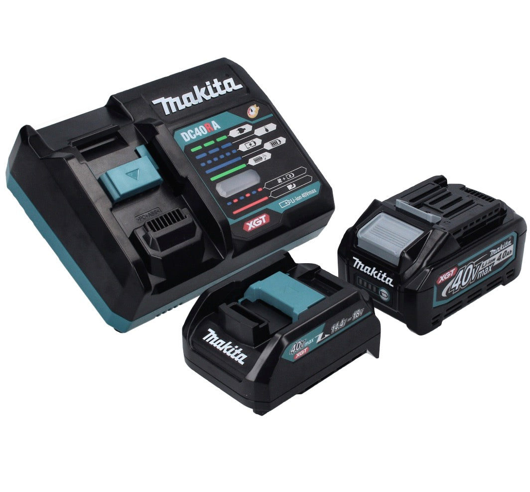 Kit source d'alimentation Makita 40 V max. avec 1 batterie BL 4040 4,0 Ah XGT + chargeur rapide DC 40 RA XGT LXT + adaptateur de charge ADP10