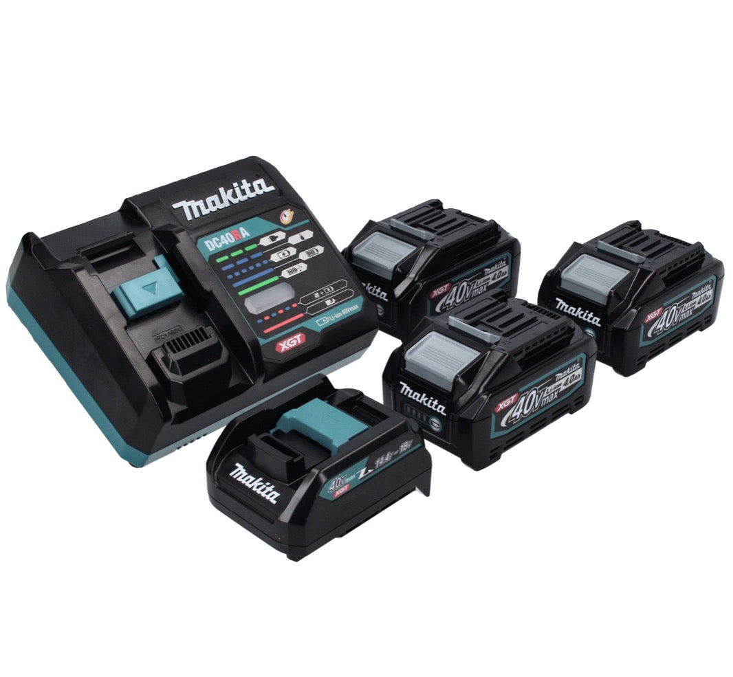 Kit source d'alimentation Makita 40 V max. avec 3 batteries BL 4040 4,0 Ah XGT + chargeur rapide DC 40 RA XGT LXT + adaptateur de charge ADP10