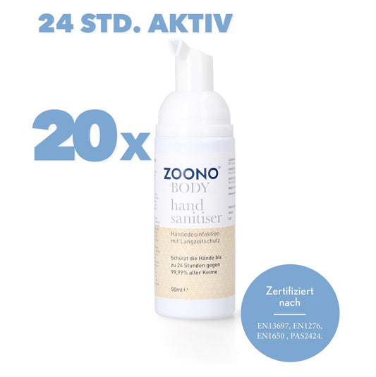 Zoono Germfree24 Handdesinfektion 20x 50 ml Schutz bis zu 24 Std. gegen 99,99 % aller Keime ( Zertifiziert nach PAS 2424 / EN13697 / EN1276 / EN1650 ) - Toolbrothers