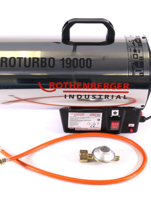 Rothenberger Industrial RoTurbo 19000 Heizkanone + Piezo-Zündung + Schlauch + Regler ( 1500000051 ) 980 °C Flamme