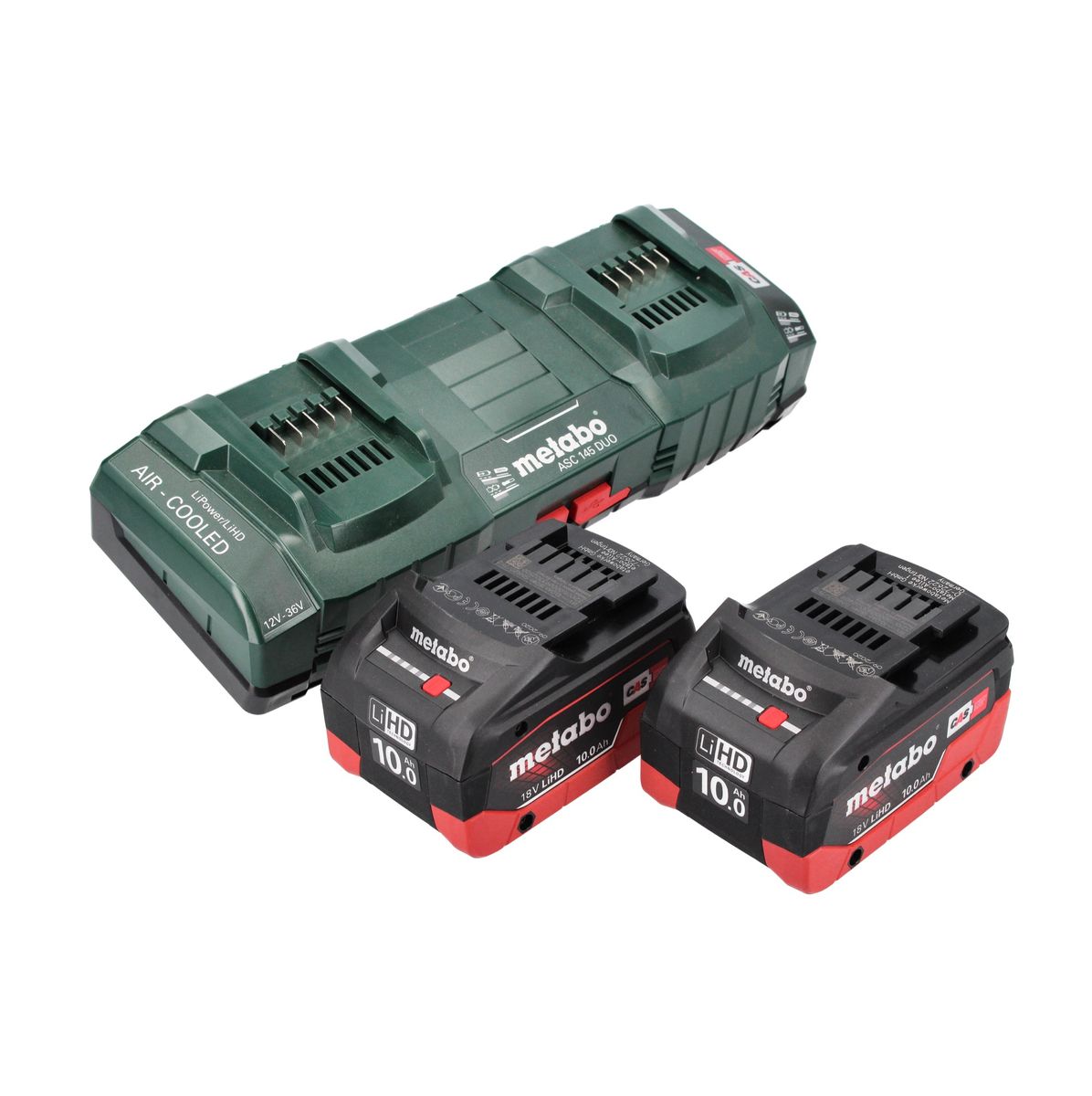 Kit de base Metabo 2x batterie 18 V 10,0 Ah LIHD + double chargeur + métaBOX