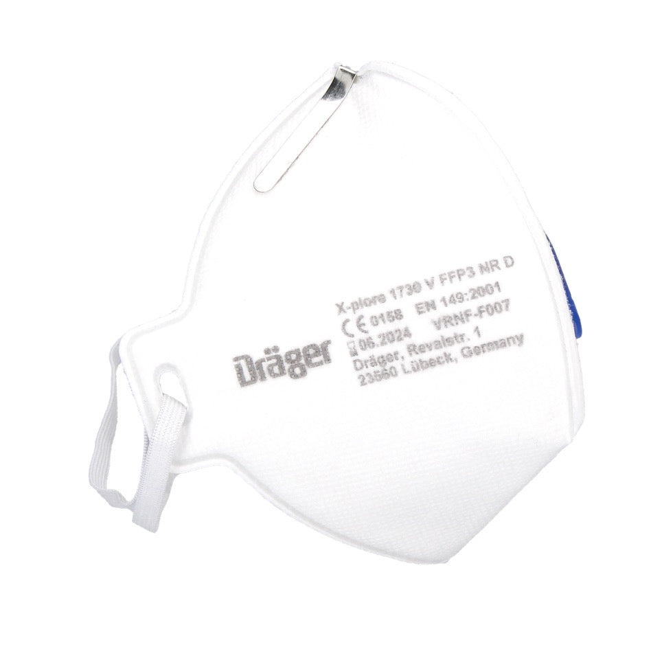 Dräger X-plore 1730 V FFP3 NR D Halbmaske 20 Stück ( 2x 3951088 ) FFP3 Partikelfiltrierend Universalgröße mit CoolMAX Ventil Atemschutzmaske