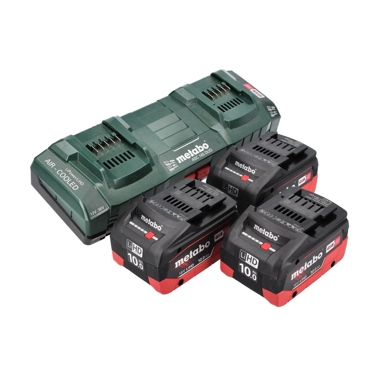 Metabo Basis Set 3x Akku 18 V 10,0 Ah LIHD + Doppelladegerät + metaBOX