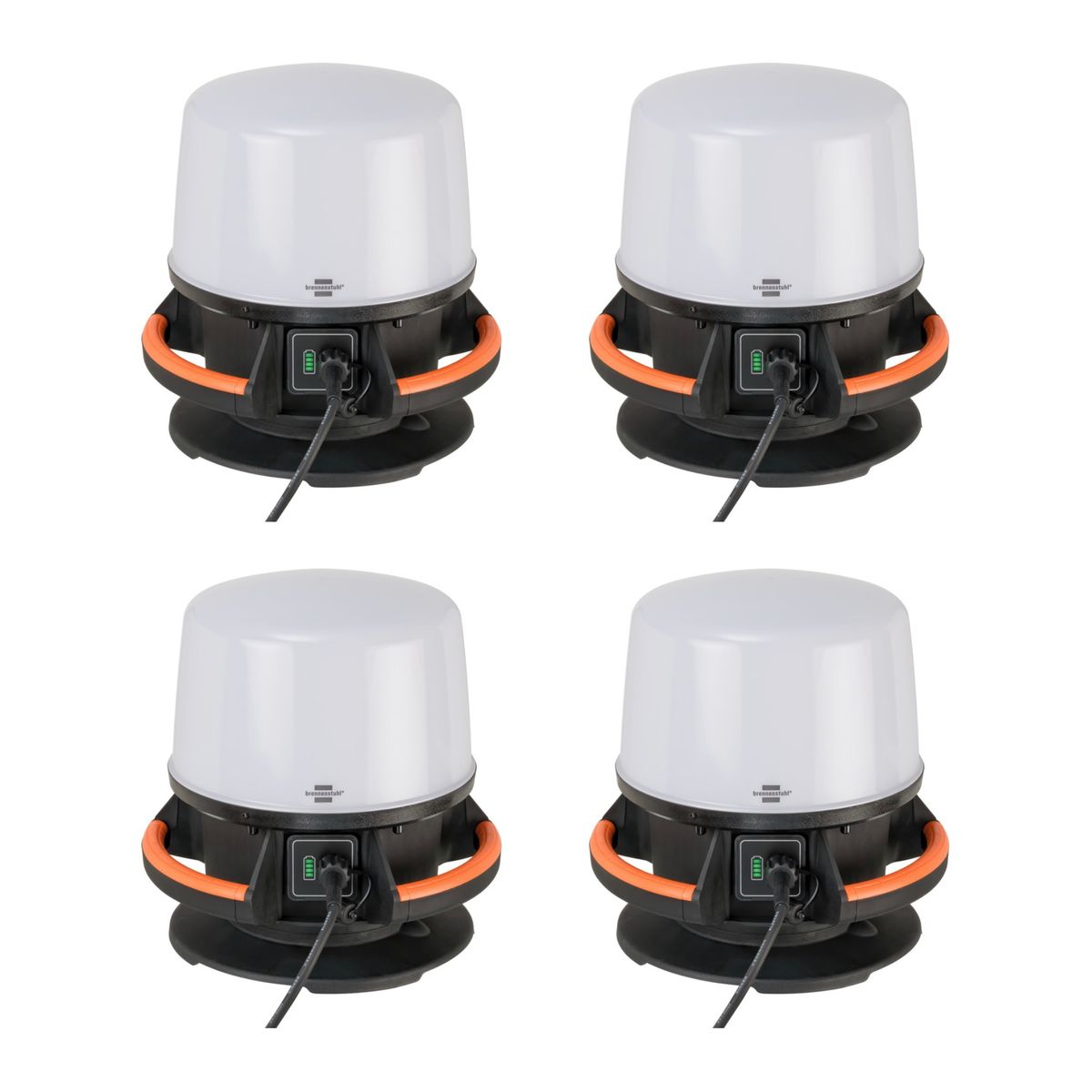 Brennenstuhl professionalLINE Set 4x Hybrid ORUM LED Strahler 360° 50 W ( 4x 9171400401 ) 4000 lm IP 65 Akku und Netzbetrieb