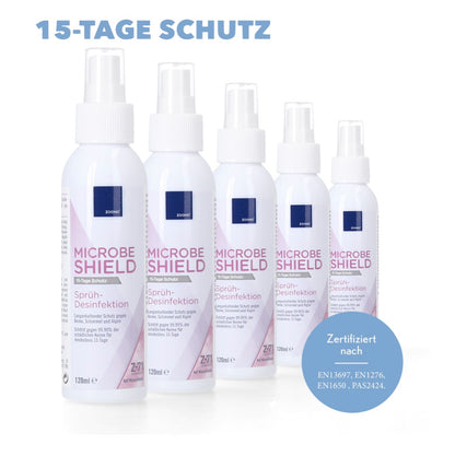 Zoono Z-71 Micobe Shield 5x Flächendesinfektionsmittel 120 ml Schutz für mind. 15 Tage auf Oberflächen gegen 99,99 % aller Keime ( Zertifiziert nach PAS 2424 / EN13697 / EN1276 / EN1650 ) - Toolbrothers