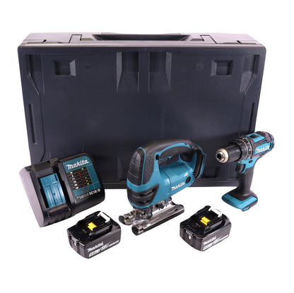 Makita DHP 482 STMX Akku Schlagbohrschrauber 18 V 62 Nm + DJV 180 Akku Stichsäge 18 V + 2x Akku 5,0 Ah + Ladegerät + Makbox Maxi