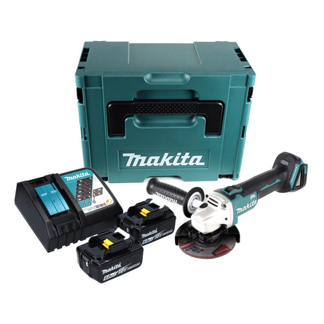 Makita DGA 504 RGJ Akku Winkelschleifer 18 V 125 mm Brushless + 2x Akku 6,0 Ah + Ladegerät + Makpac