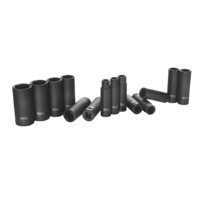 Rodcraft RS4114D jeu de douilles longues 1/2" 14 pièces. Clé à douille pour écrous CrMo résistants aux chocs de 10 à 27 mm (8951012357)