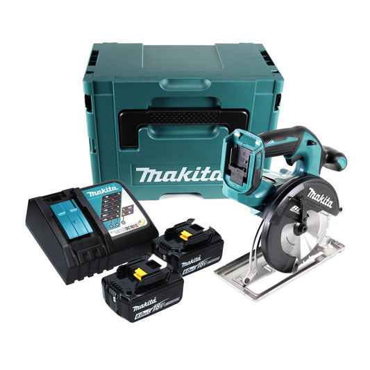 Makita DCS 551 RGJ Akku Metall Handkreissäge 18 V 150 mm Brushless + 2x Akku 6,0 Ah + Ladegerät + Makpac