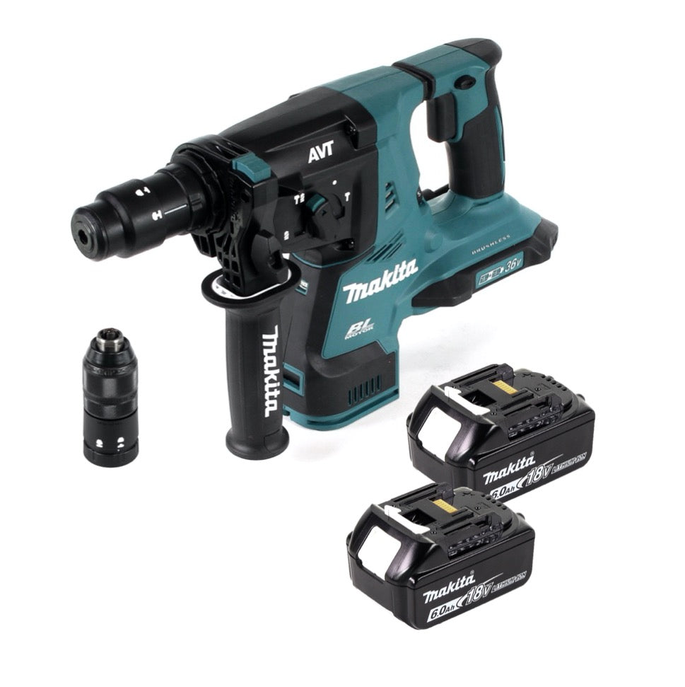 Makita DHR 281 G Akku Bohrhammer 36 V ( 2x 18 V ) 2,8 J SDS-plus Brushless + 2x Akku 6,0 Ah - ohne Ladegerät