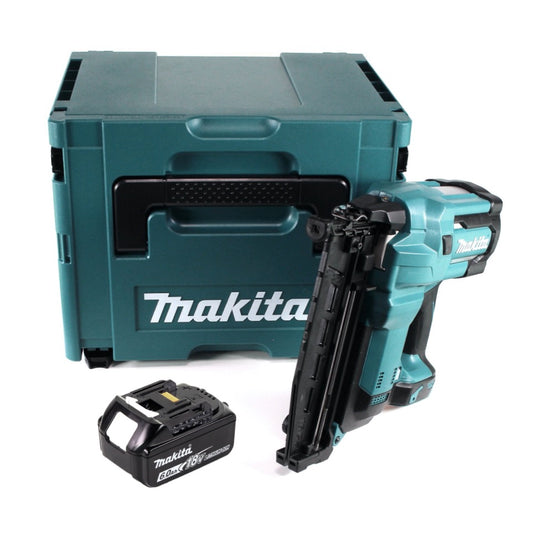 Makita DBN 600 G1J Cloueur à tête d'emballage avec batterie 18 V + 1x batterie 6,0 Ah + Makpac - sans chargeur