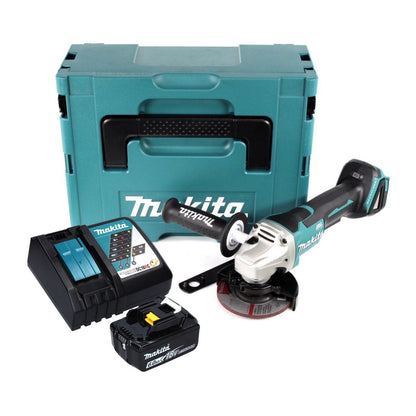 Makita DGA 458 RG1J Meuleuse d'angle sur batterie 18 V 115 mm sans balais + 1x batterie 6,0 Ah + chargeur + Makpac