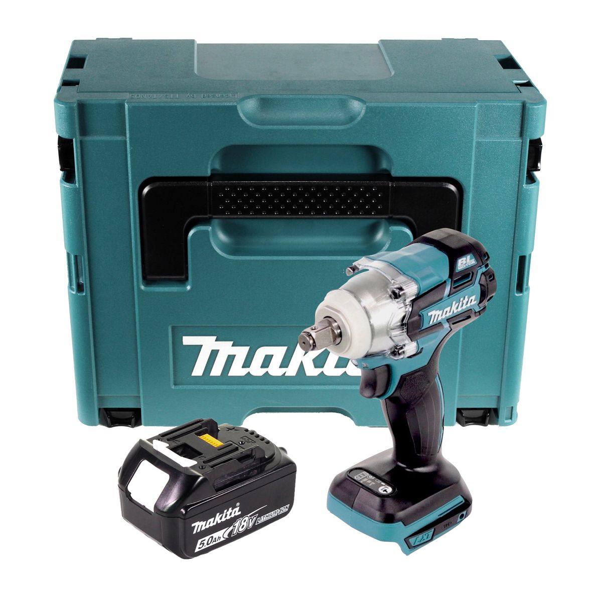 Makita DTW 285 T1J Akku Schlagschrauber 18 V 280 Nm 1/2" Brushless + 1x Akku 5,0 Ah + Makpac - ohne Ladegerät