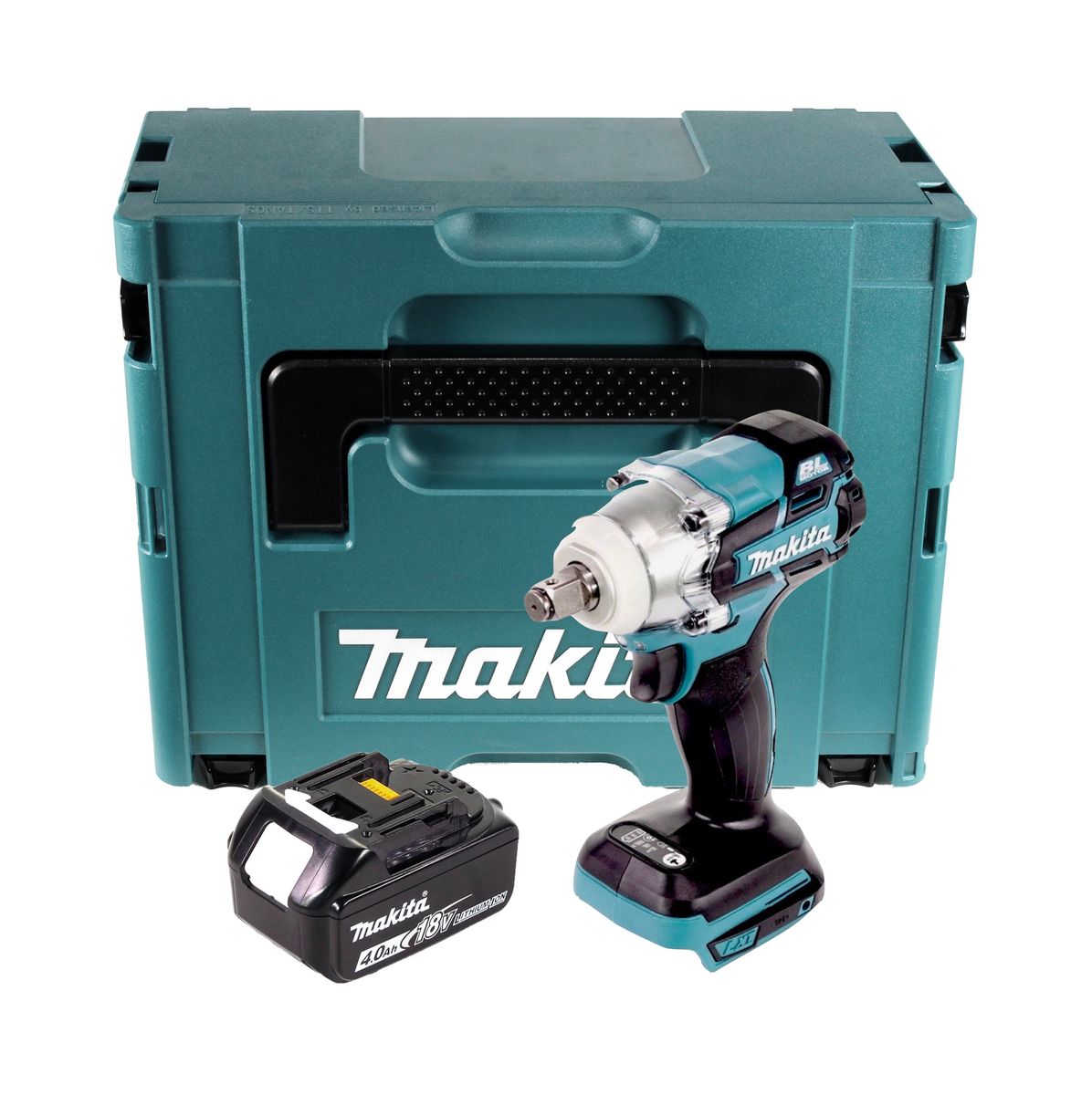 Makita DTW 285 M1J Akku Schlagschrauber 18 V 280 Nm 1/2" Brushless + 1x Akku 4,0 Ah + Makpac - ohne Ladegerät