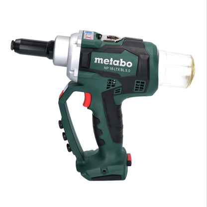 Pistolet à riveter aveugle sur batterie Metabo NP 18 LTX BL 5.0 18 V 10 kN sans balais + 1x batterie 4,0 Ah + métaBOX - sans chargeur