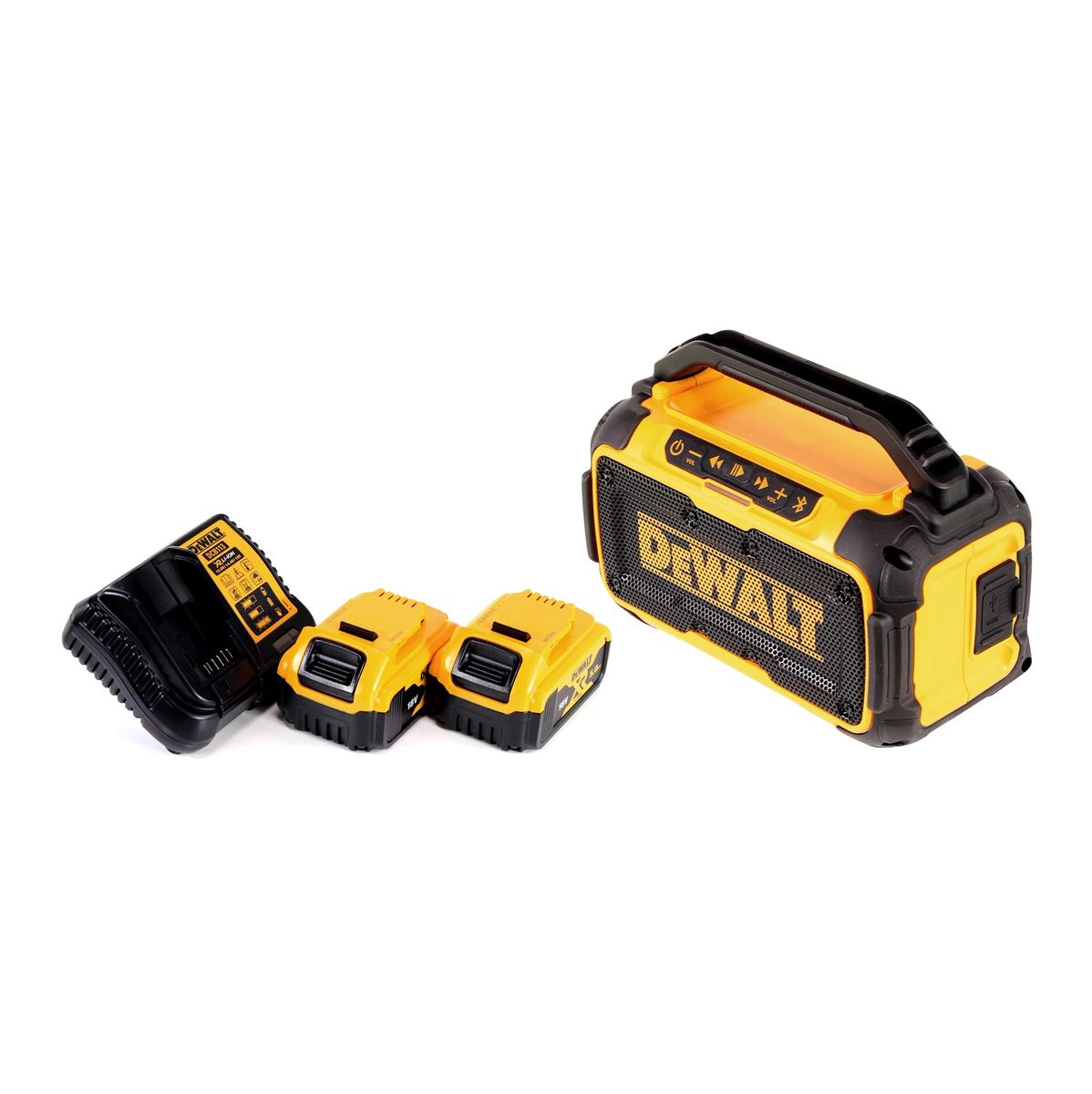 DeWalt DCR 011 P2 batterie haut-parleur Bluetooth 10,8 - 18 V + 2x batteries 5,0 Ah + chargeur