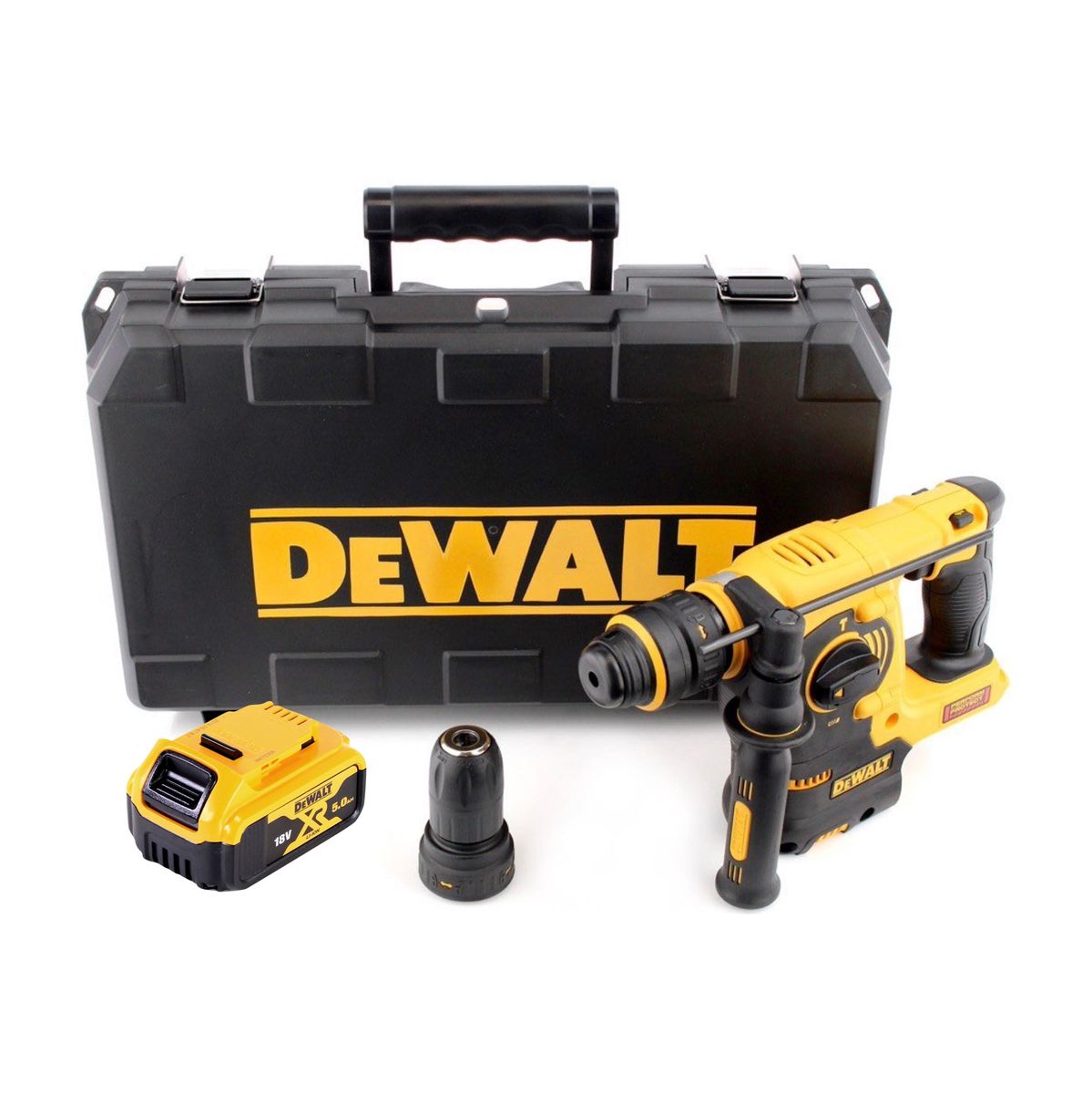 DeWalt DCH 254 NT Akku Kombihammer 18 V 2.1 J SDS Plus + 1x Akku 5,0 Ah + Wechselbohrfutter + Koffer - ohne Ladegerät