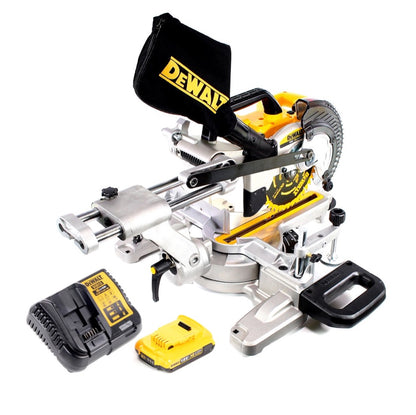 Scie à tronçonner et à onglets sur batterie DeWalt DCS 365 D1 18 V 184 mm + 1x batterie 2,0 Ah + chargeur