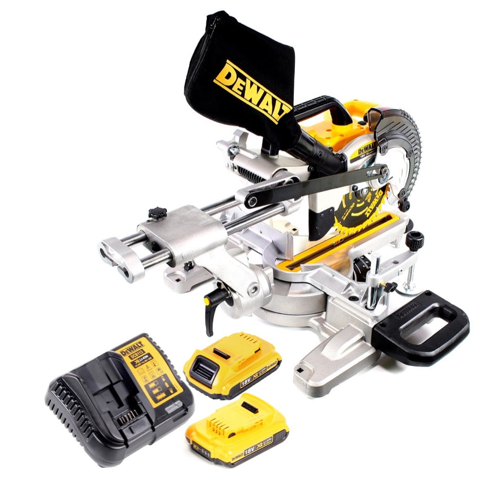 DeWalt DCS 365 D2 Akku Kapp und Gehrungssäge 18 V 184 mm + 2x Akku 2,0 Ah + Ladegerät