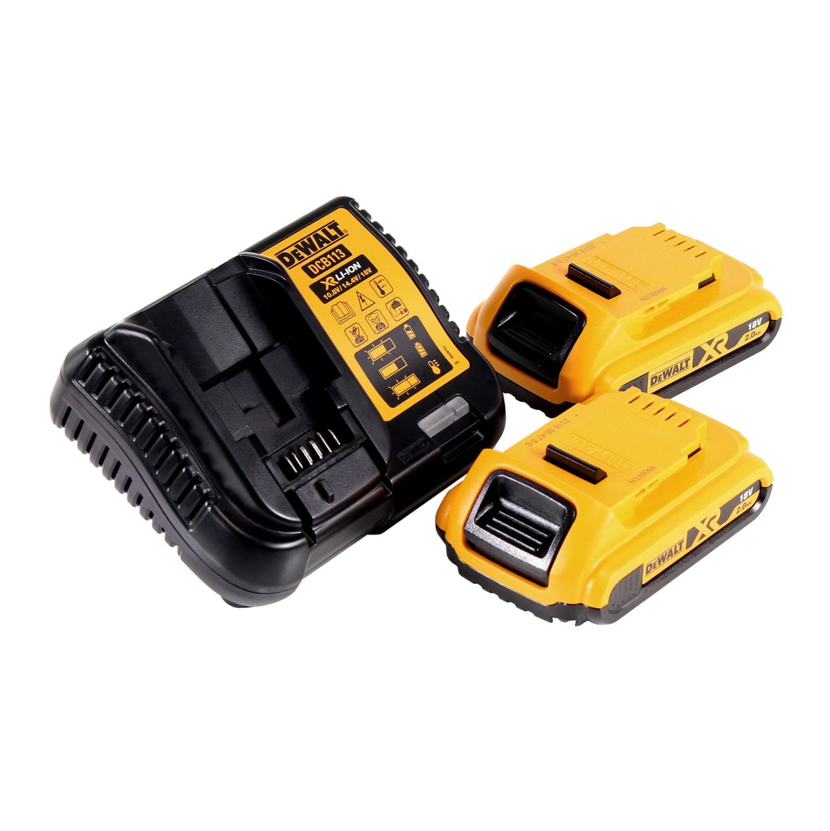 DeWalt DCH 254 D2 Akku Kombihammer 18 V 2.1 J SDS Plus + 2x Akku 2,0 Ah + Ladegerät + Wechselbohrfutter + Koffer