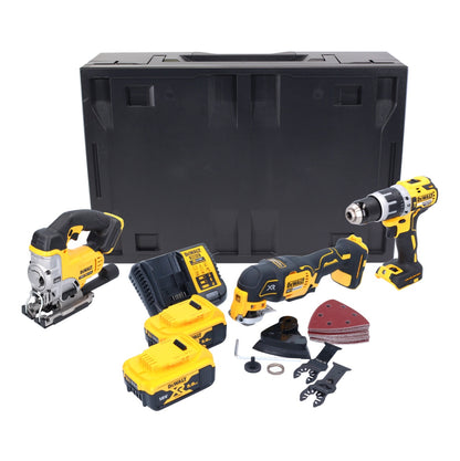 Dewalt DCD 796 P2MD Akku Schlagbohrschrauber 18 V 70 Nm Brushless + DCS 331 Akku Stichsäge 18 V + DCS 355 Akku Oszillierer 18 V Brushless + 2x Akku 5,0 Ah + Ladegerät + Maxi D-Box