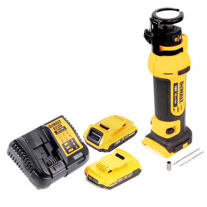 Fraiseuse pour cloisons sèches à batterie DeWalt DCS 551 D2 18 V + 2x batteries 2,0 Ah + chargeur