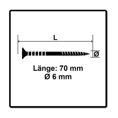 Vis de réglage SPAX 6,0 x 70 mm 200 pièces (2x 161010600703) filetage de réglage avec rainures de retenue tête plate T-STAR Plus 4Cut WIROX