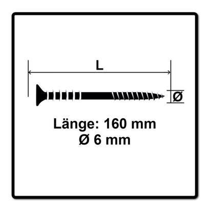 Vis de réglage SPAX 6,0 x 160 mm 200 pièces (2x 161010601605) filetage de réglage avec rainures de retenue tête plate T-STAR Plus 4Cut WIROX