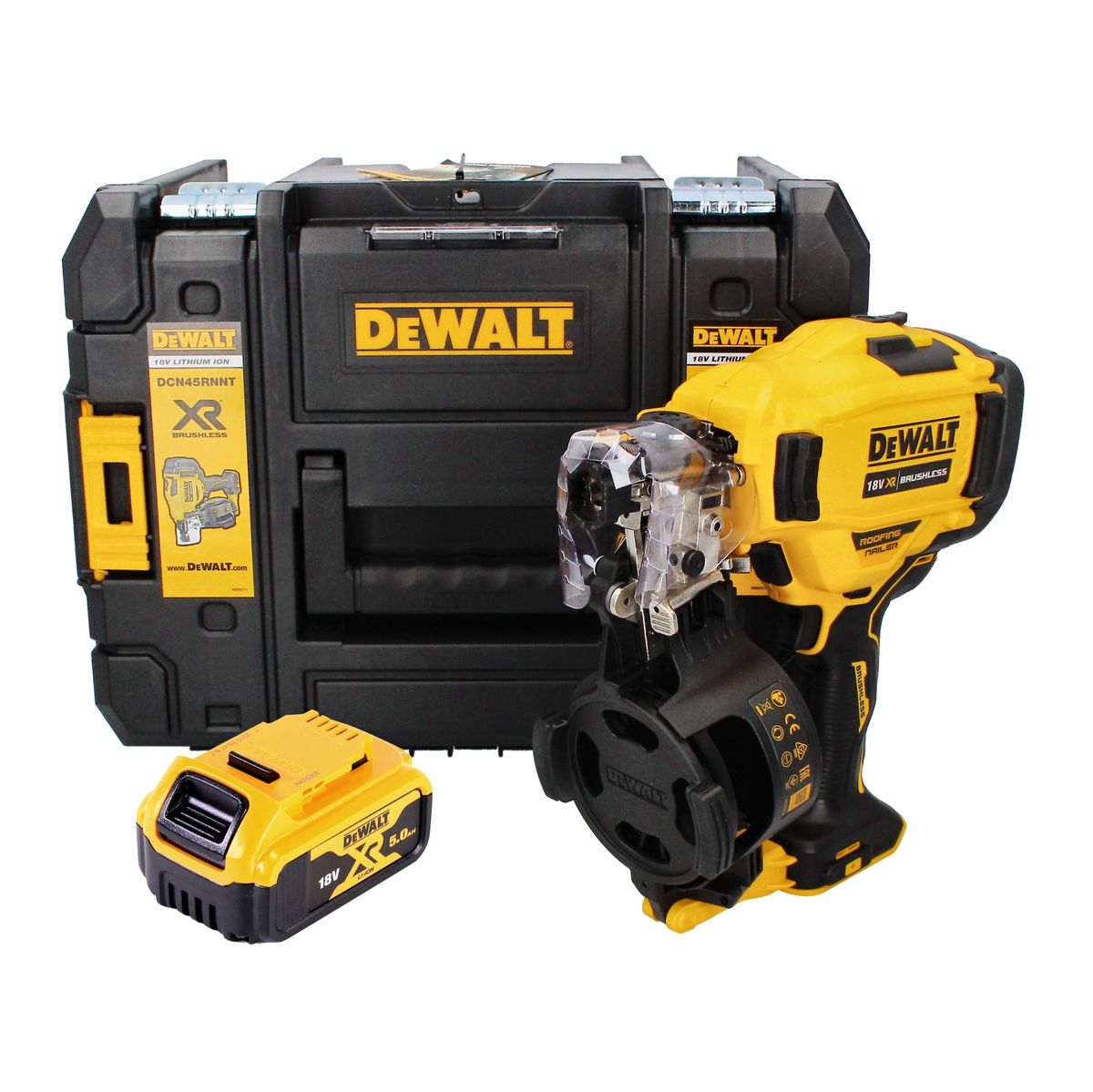 DeWalt DCN 45 RNNT Akku Nagler Coil Nailer 18 V 19 - 44 mm Brushless + 1x Akku 5,0 Ah + TSTAK - ohne Ladegerät