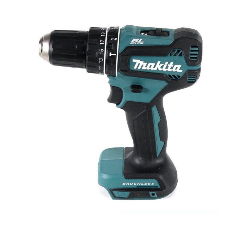 Makita DLX 2334 J Akku Kombo Kit 18 V mit DHP 485 50 Nm Brushless + DGA 504 125 mm Brushless + 3x Akku 3,0 Ah + Ladegerät + Makpac