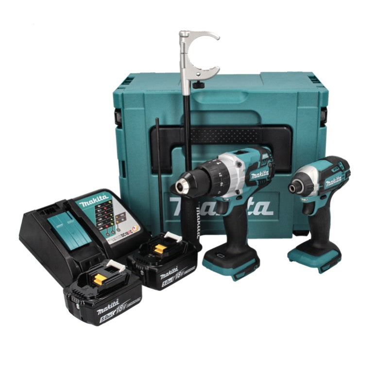 Makita DLX 2176 TJ kit combiné batterie 18 V avec DHP 481 115 Nm brushless + DTD 152 165 Nm + 2x batterie 5,0 Ah + chargeur + Makpac