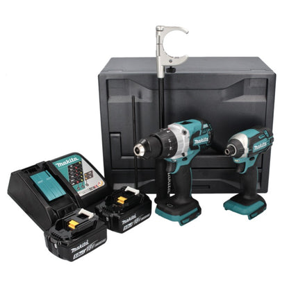 Makita DLX 2176 TX Akku Kombo Kit 18 V mit DHP 481 115 Nm Brushless + DTD 152 165 Nm + 2x Akku 5,0 Ah + Ladegerät + Makbox