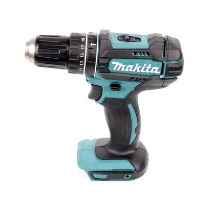 Makita DHP 482 STMX Akku Schlagbohrschrauber 18 V 62 Nm + DGA 504 Winkelschleifer 125 mm + DJR 186 Säbelsäge + 2x Akku 5,0 Ah + Ladegerät + Makbox Maxi + Rollbrett