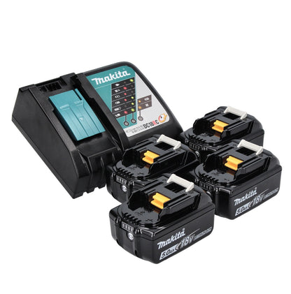 Kit combo batterie Makita DLX T4MX avec DHP 482 + DJV 180 + DGA 504 + DHS 680 + DTD 152 + DJR 186 + DCL 180 + 4x batteries 5,0 Ah + chargeur + 3x Makbox