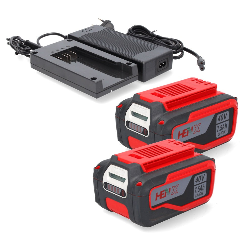 Kit de démarrage de batterie Henx 2x batterie Li-Ion 40 V 7,5 Ah (2x H36B75) + chargeur standard (H36MC100)