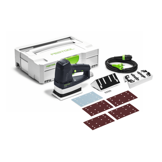 Festool LS 130 EQ-Plus Linearschleifer DUPLEX 260 Watt 133 x 80 mm + 1x Radius Profilschuh R10 + 200x Schleifstreifen + Systainer