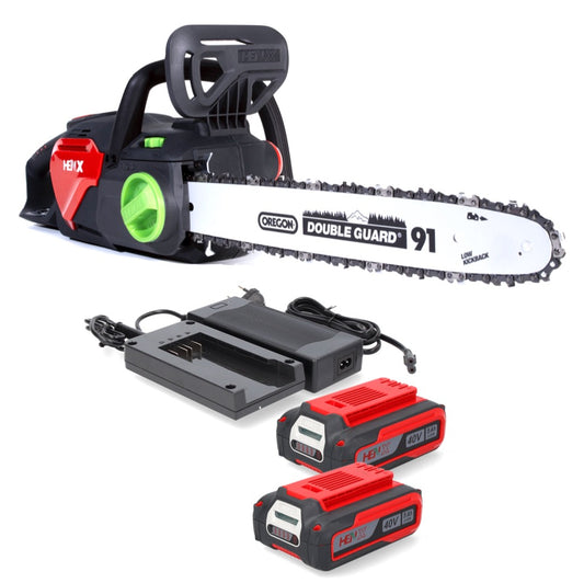 Henx H36LJ16 Akku Kettensäge 40 V 40 cm Brushless + 2x Akku 5,0 Ah + Ladegerät