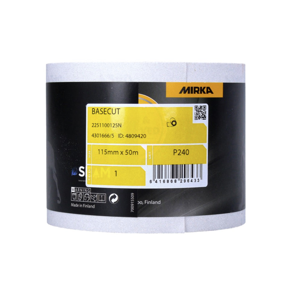 Papier abrasif Mirka BASECUT 115 mm x 50 m Rouleau abrasif P240 (2251100125N) papier abrasif universel