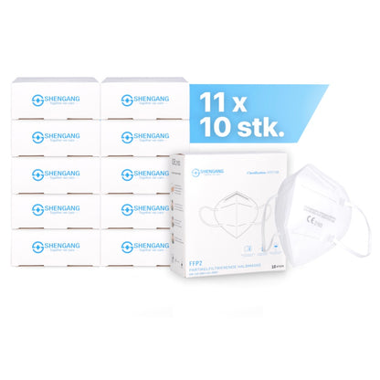 Masque Shengang 110x FFP2 certifié CE, protection buccale, respiratoire et nasale, conforme à la pharmacie, 5 couches ISO9001:2015 / EN149 2001 A1:2009