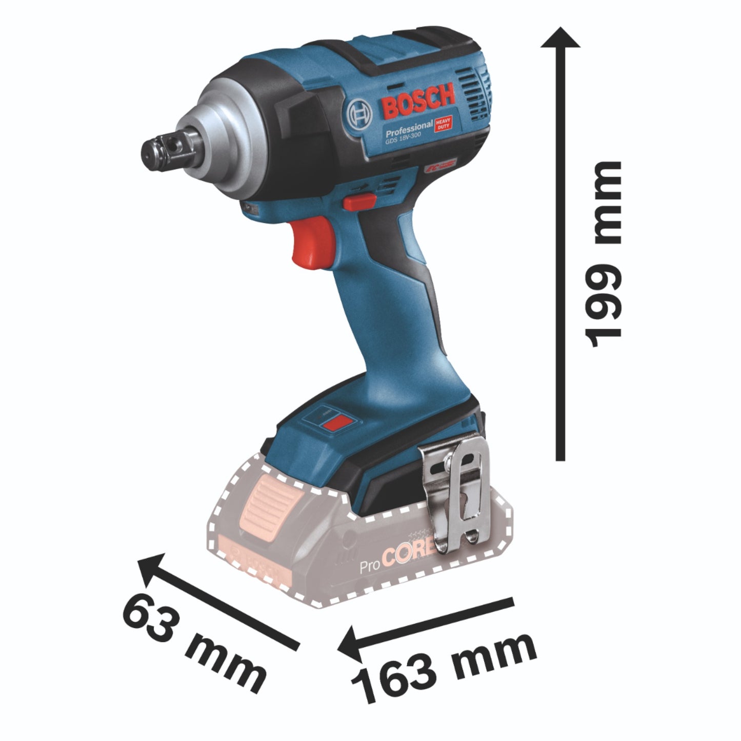 Bosch GDS 18V-300 Professional Clé à chocs rotative sans fil 18 V 300 Nm sans balais (06019D8200) - sans batterie, sans chargeur