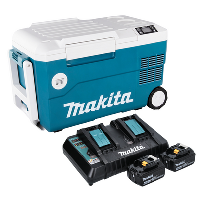 Makita DCW 180 PG Akku Kühl und Wärme Box 36 V ( 2x 18 V ) 20 L + 2x Akku 6,0 Ah + Doppelladegerät