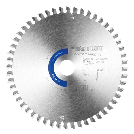 Festool Kreissägeblatt Aluminium / Plastics HW 160 x 1,8 x 20 mm F/FA52 ( 205555 ) für Tauchsägen TS 55 F, TSC 55 K & Handkreissägen HK 55, HKC 55 - Toolbrothers