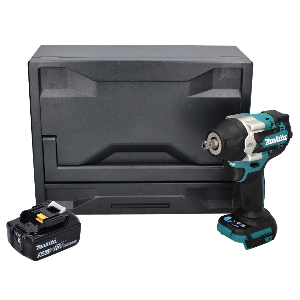 Makita DTW 701 T1X Akku Schlagschrauber 18 V 700 Nm 1/2" XPT Brushless + 1x Akku 5,0 Ah + Makbox - ohne Ladegerät